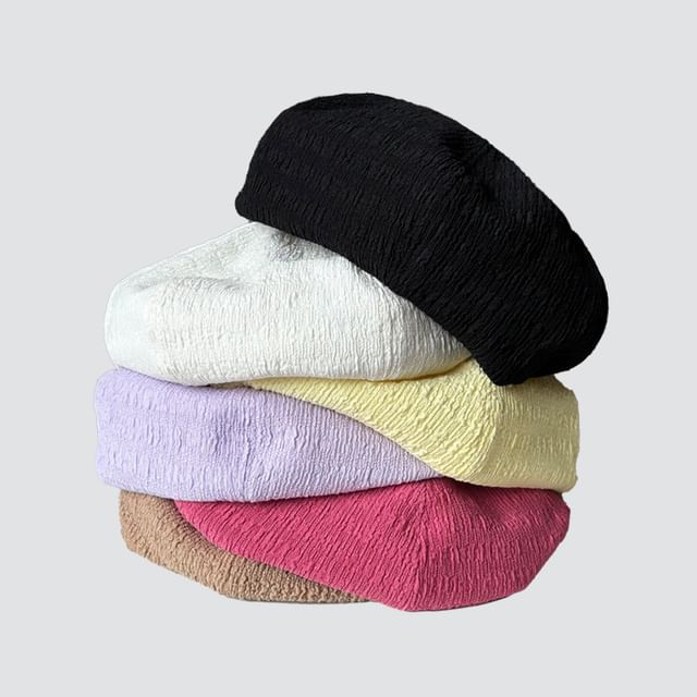 4-4 STUDIO-Textured Plain Beret