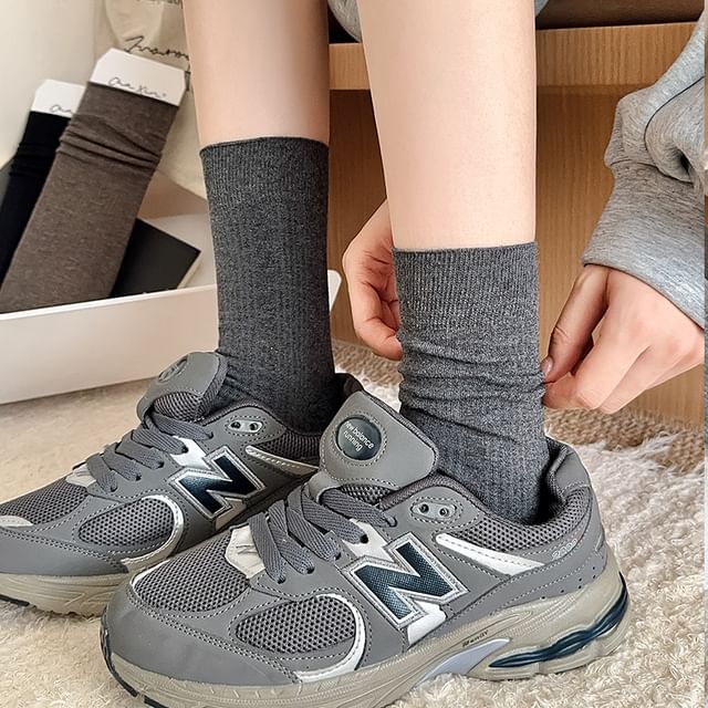 Mimiyu-Plain Crew Socks Set