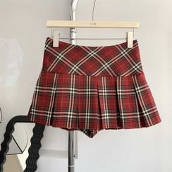Kenning - Low Rise Plain Pleated Mini A-Line Skirt
