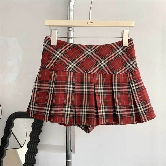 Kenning-Low Rise Plain Pleated Mini A-Line Skirt