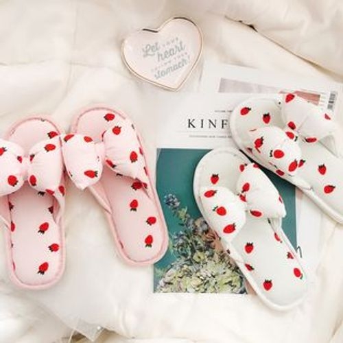 Ifish House - Strawberry Print Slippers / Cherry Print Slippers | YesStyle