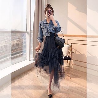 denim layered dress