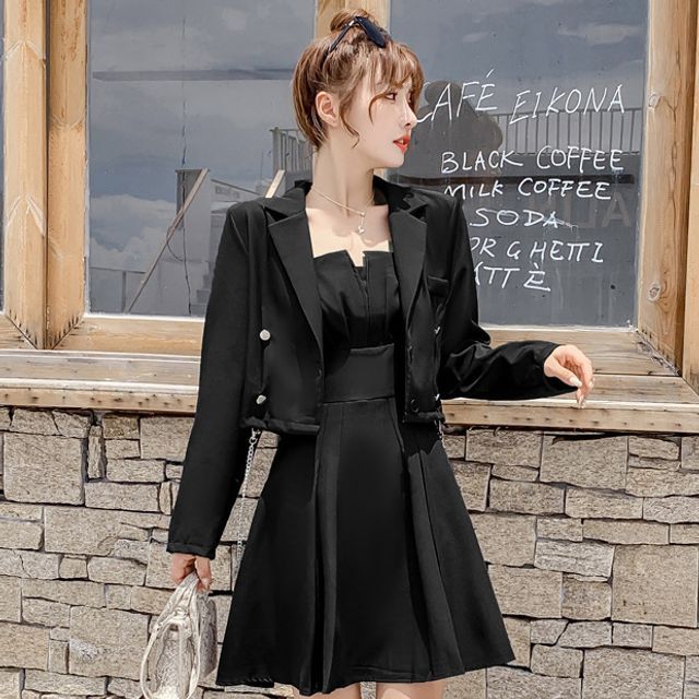 blazer with a line dress Women's Blazer Dress A Line Dress Knee Length Ruched Print Dress main image 0