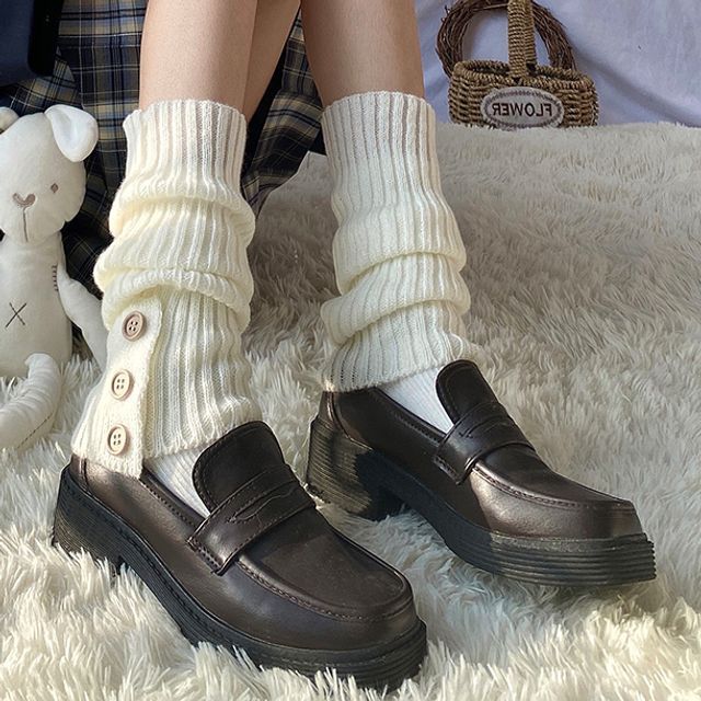 Desperim-Button Knit Leg Warmers