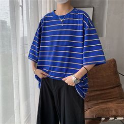 Oakjam - Elbow-Sleeve Striped T-Shirt Oakjam - Elbow-Sleeve Striped T-Shirt