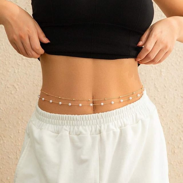 Gemsha-Faux Pearl Layered Waist Chain