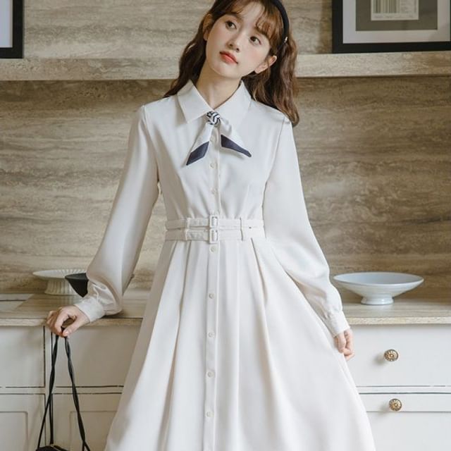 chinese dress ladies Journi Dress White Collar Shirt Dress