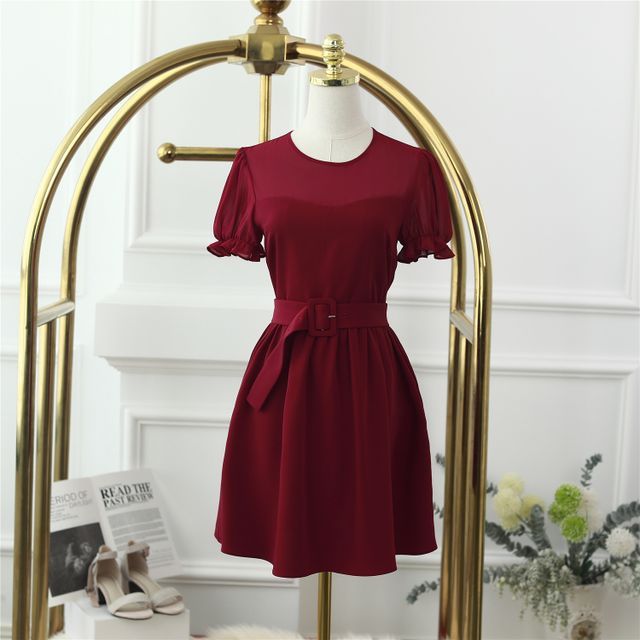 Doowex-Puff-Sleeve Mini A-Line Dress