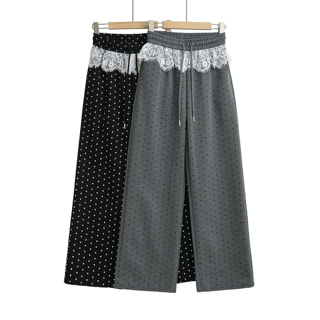 Ulark-High Waist Dotted Wide Leg Pants