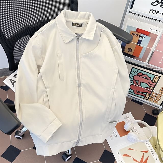 Plummie-Plain Asymmetrical Zip Jacket