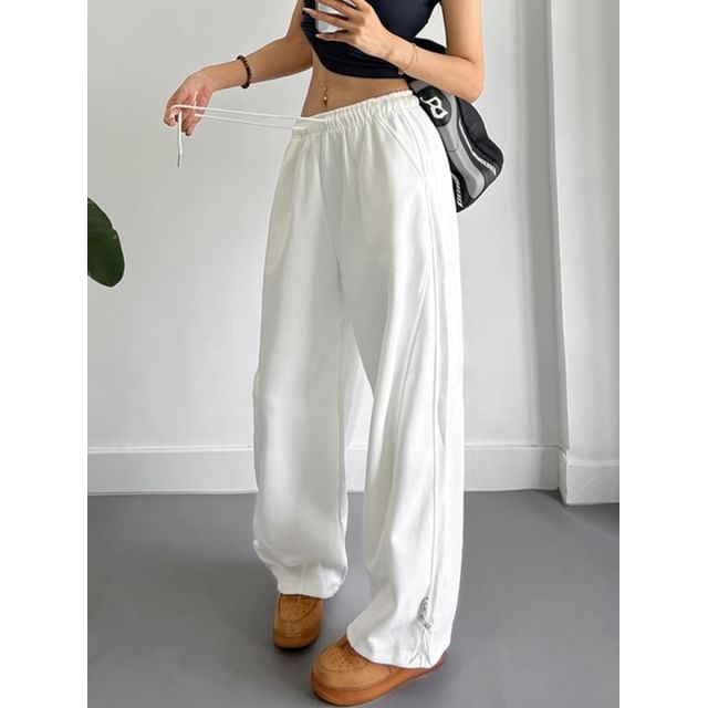CUCURBIT-Drawstring Waist Plain Baggy Sweatpants