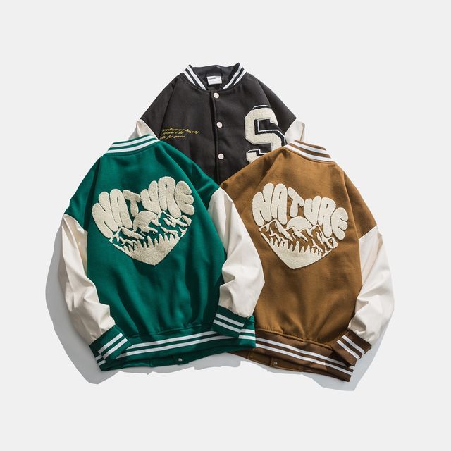 CKNZ-Heart Embroidered Baseball Jacket