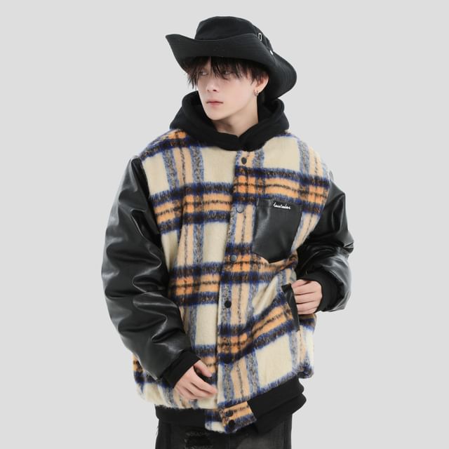 INStudio-Plaid Button-Up Jacket