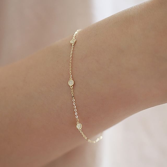 Phoenoa-Rhinestone Sterling Silver Bracelet