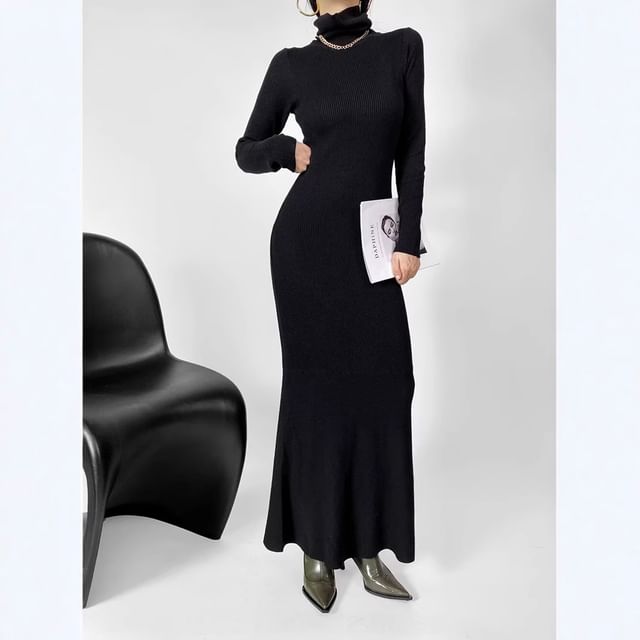 formal dresses in my area Turtle Neck One-Sleeve Velvet Evening Dress main image 1
