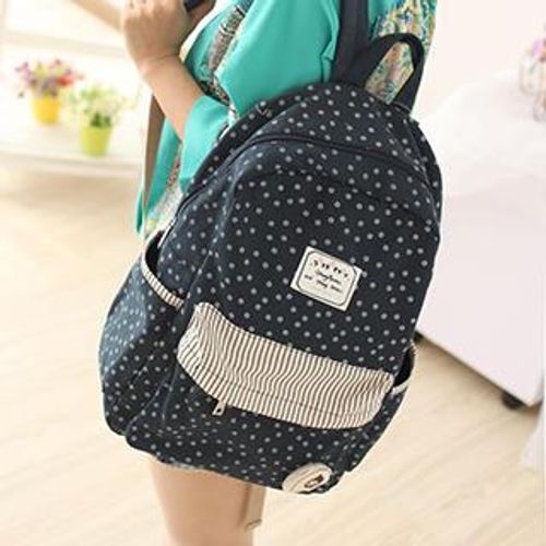 Patterned Canvas Backpack for Girls