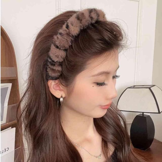Daeuni-Leopard Print Fluffy Headband