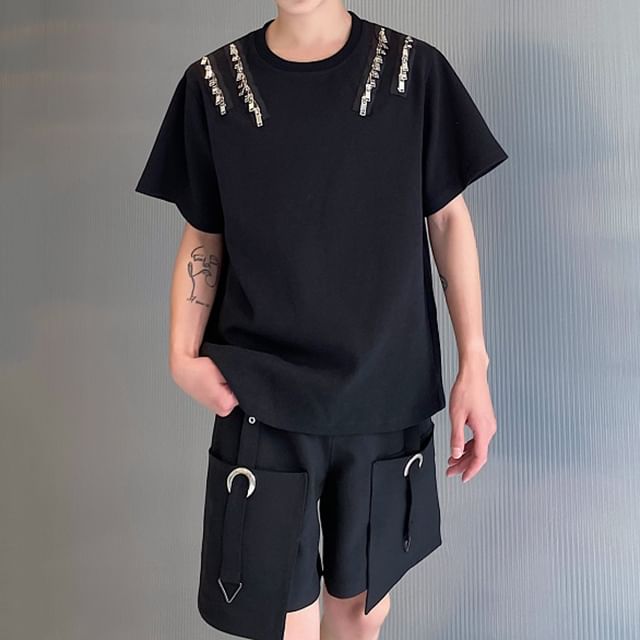 Bjorn-Short-Sleeve Crew Neck Plain T-Shirt