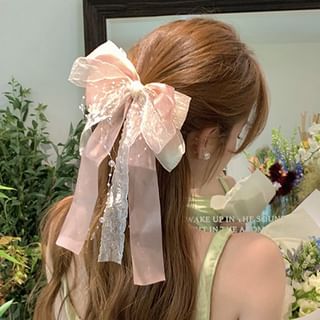 Gemsha-Ribbon Bow Accent Hair Claw