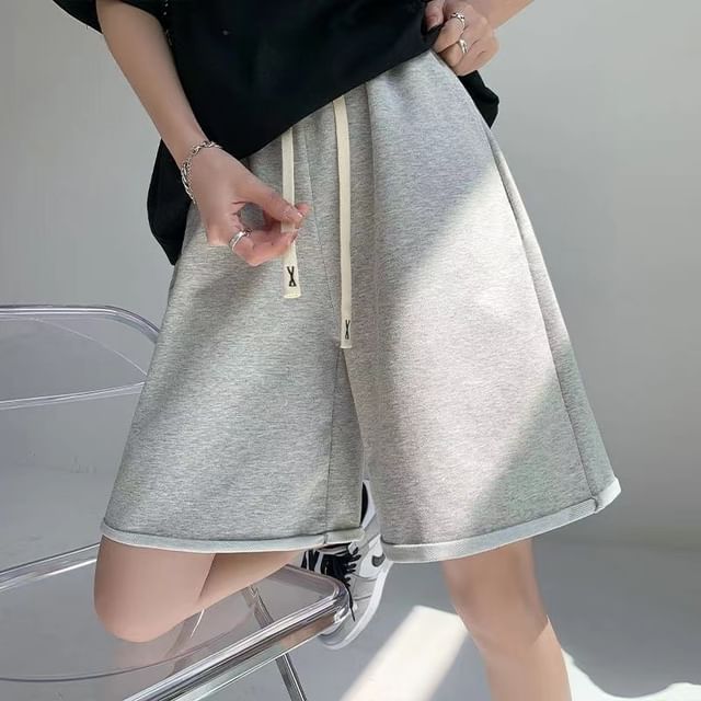 Everose-High Waist Plain Shorts