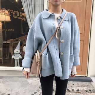 Hazie-Button-Up Knit Jacket