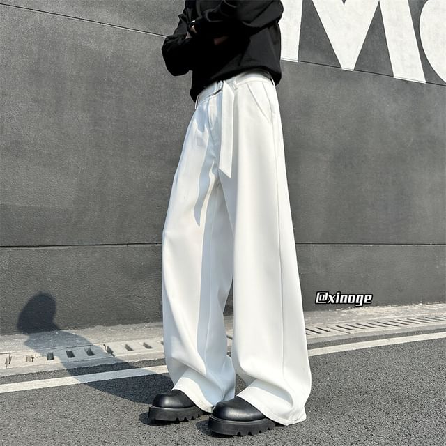 Priam-High Waist Plain Wide Leg Pants
