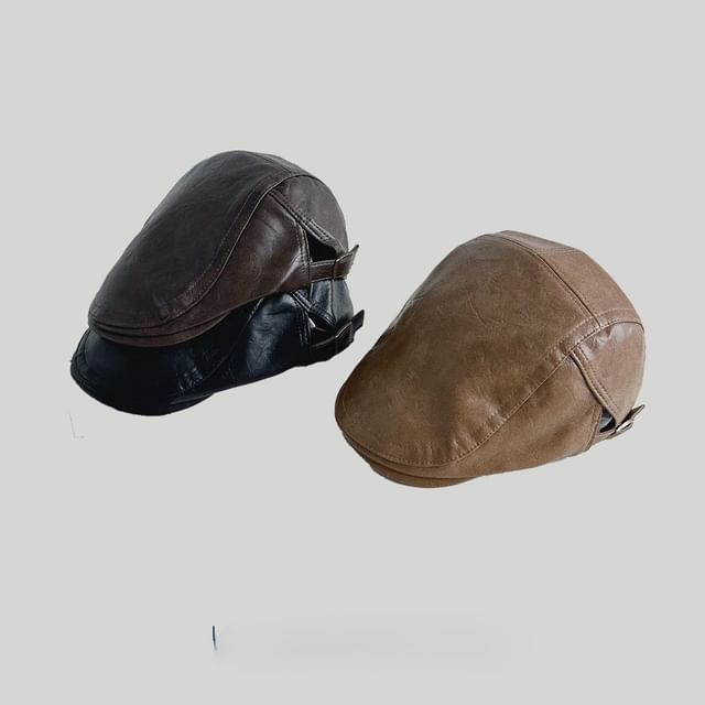 Frior-Faux Leather Flat Cap