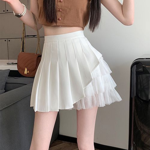 Pleated mini 2024 mesh skirt