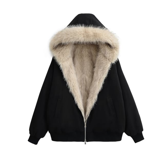 Asiris-Faux Fur Zip-Up Jacket