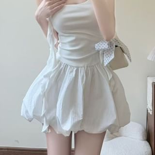 evanesce-High Waist Plain Mini A-Line Skirt