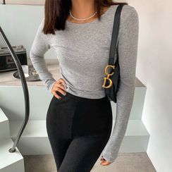 LIPHOP - Textured Slim-Fit Cropped T-Shirt LIPHOP - Textured Slim-Fit Cropped T-Shirt