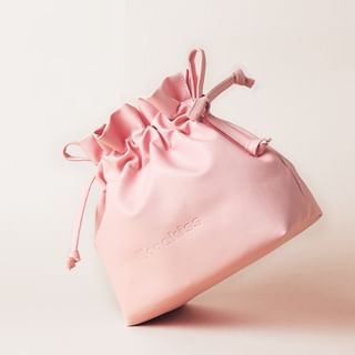 Mooekiss - Faux Leather Drawstring Makeup Bag