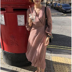 Czarine - Floral Long-Sleeve Midi Dress Czarine - Floral Long-Sleeve Midi Dress