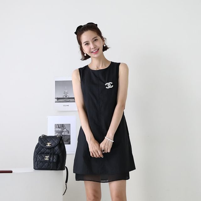 Lemite-Layered-Hem A-Line Tank Dress