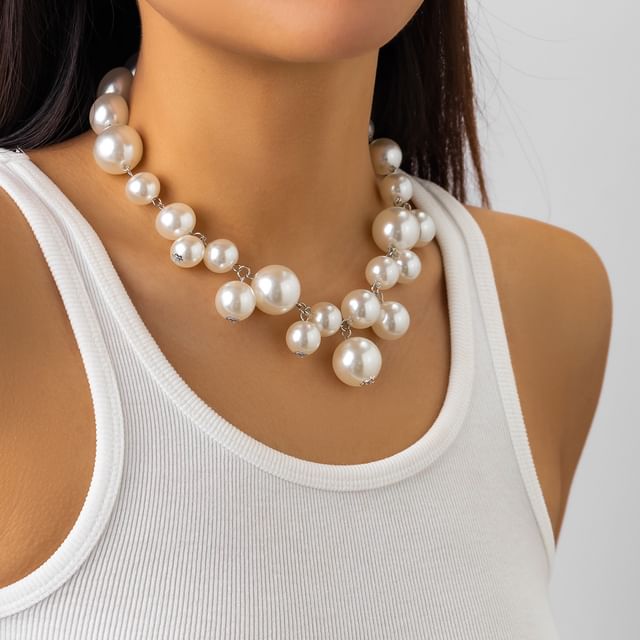 Seirios-Faux Pearl Beaded Necklace