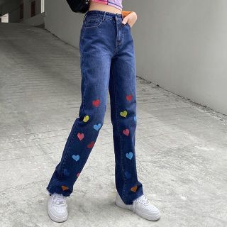 heart print jeans