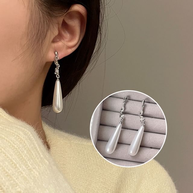Chimerro-Faux Pearl Alloy Dangle Earring