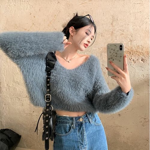 Faux fur crop on sale sweater