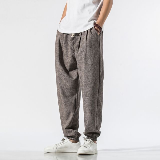 Ninine-Drawstring Waist Tapered Pants