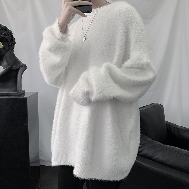 Wescosso-Long-Sleeve Round Neck Plain Knit Top