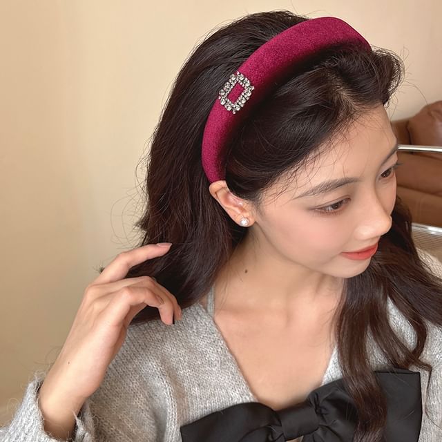 Jael-Rhinestone Velvet Headband