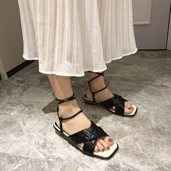 Crystella - Block Heel Lace Up Sandals Crystella - Block Heel Lace Up Sandals