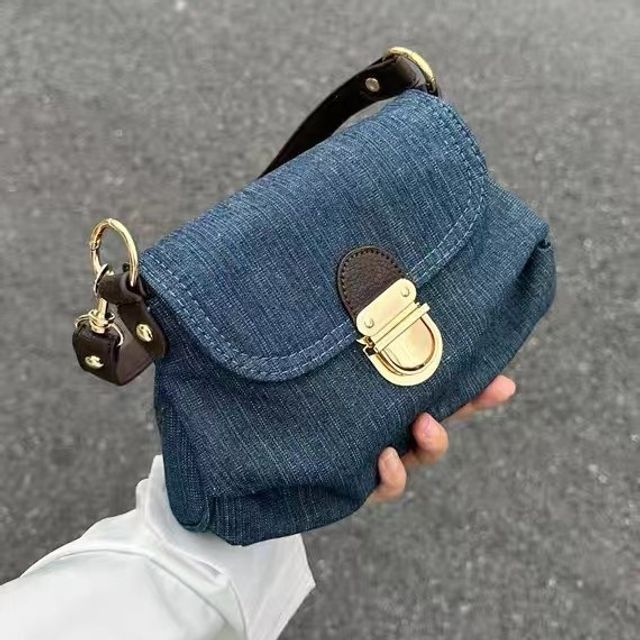 Basaran-Denim Flap Crossbody Bag