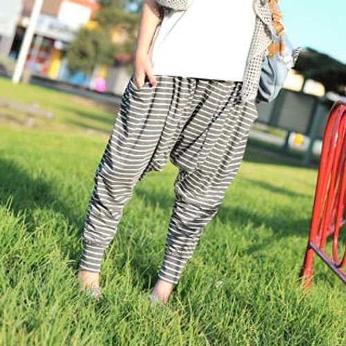59 Seconds Striped Harem Pants YesStyle