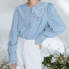 Heynew - 荷叶蕾丝边衬衫 Heynew - 荷叶蕾丝边衬衫