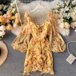 Lucuna - 碎花泡泡袖A字连衣裙 Lucuna - 碎花泡泡袖A字连衣裙