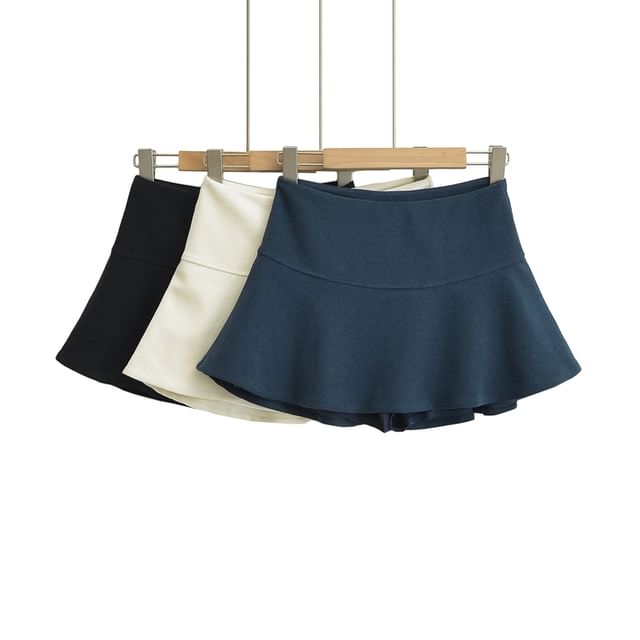 Ulark-High Waist Plain Mini A-Line Skort