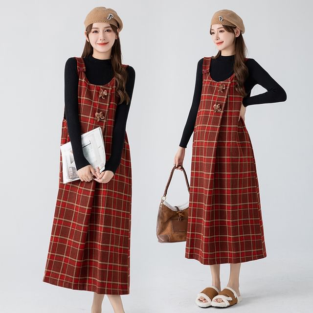 strapless open back dress Portland Plaid Red Women's Dress – Classic Whimsy main image 0