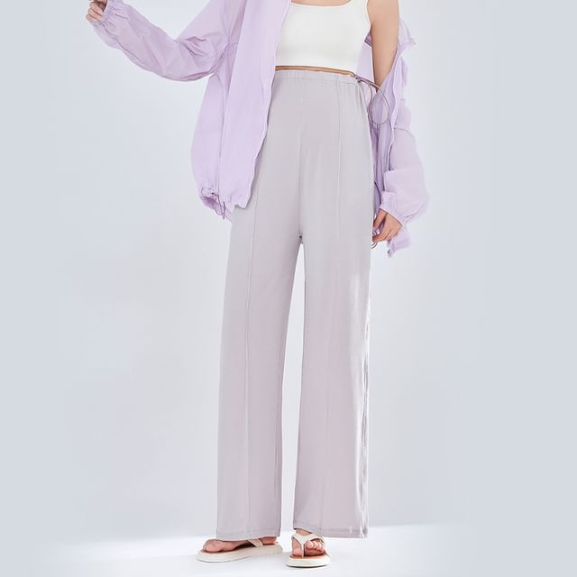POKU-Maternity High Waist Plain Wide Leg Pants