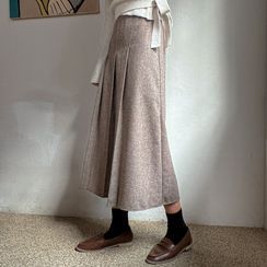 Envy Look - Herringbone Pleated Long Skirt